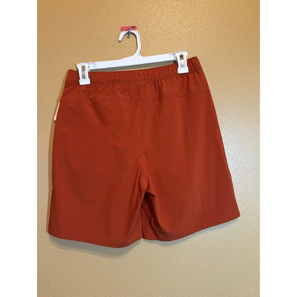 The North Face Men's M Athletic Shorts Orange Elastic Waist NWT Hiking Running
